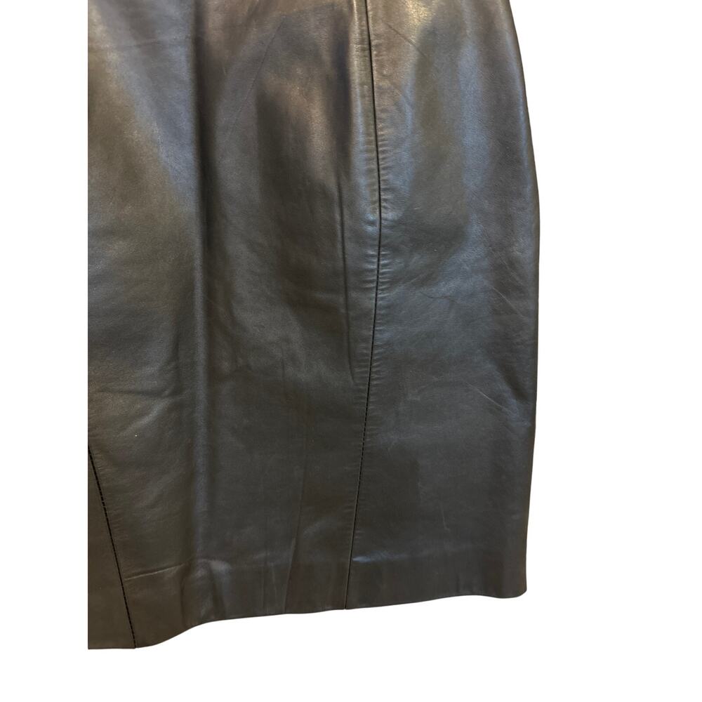 BYRNES & BAKER | Vintage Black 100% Leather Pencil Skirt | 10 - Picture 6 of 11